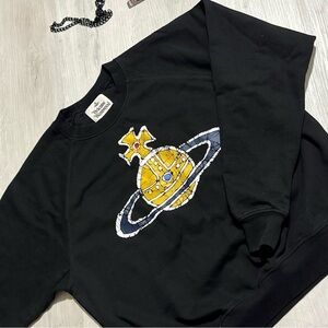 Vivienne Westwood Black Sweater with Gold Planet Design